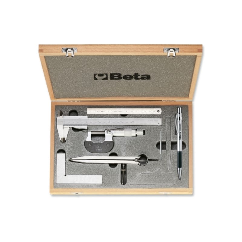BETA - Assortimento di 7 strumenti per misurare e tracciare in cassetta C7.