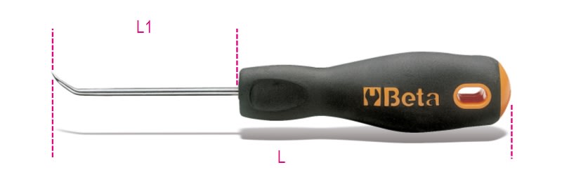 BETA - Punta di precisione piegata corta con impugnatura, punte a tracciare con imp. corte 90 ac. 016870125