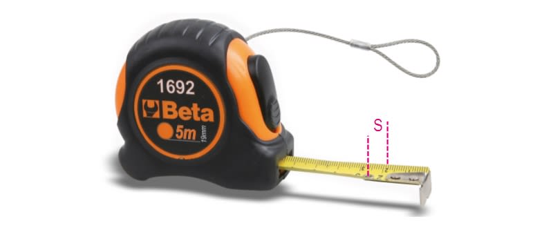 BETA - Flessometri H-SAFE 3MT in ABS antiurto nastro acciaio classe precisione II 16MM EASY