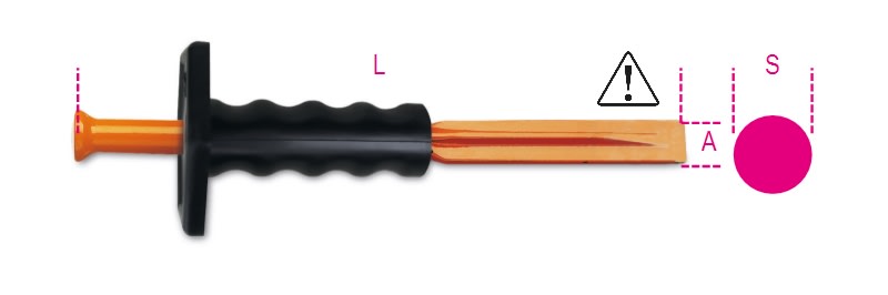 BETA - Scalpelli per edilizia con paramano, ideali per lavori di precisione. SCALPELLI EDILIZIA C/PARAMANO 250 N PM, robusti e sicuri per ogni cantiere.