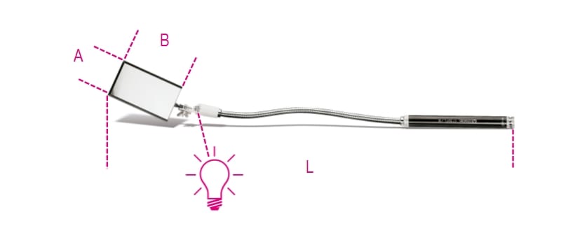 BETA - Specchietto flessibile rettangolare con illuminazione, specchietti flessibili rettang+luce fl/b.