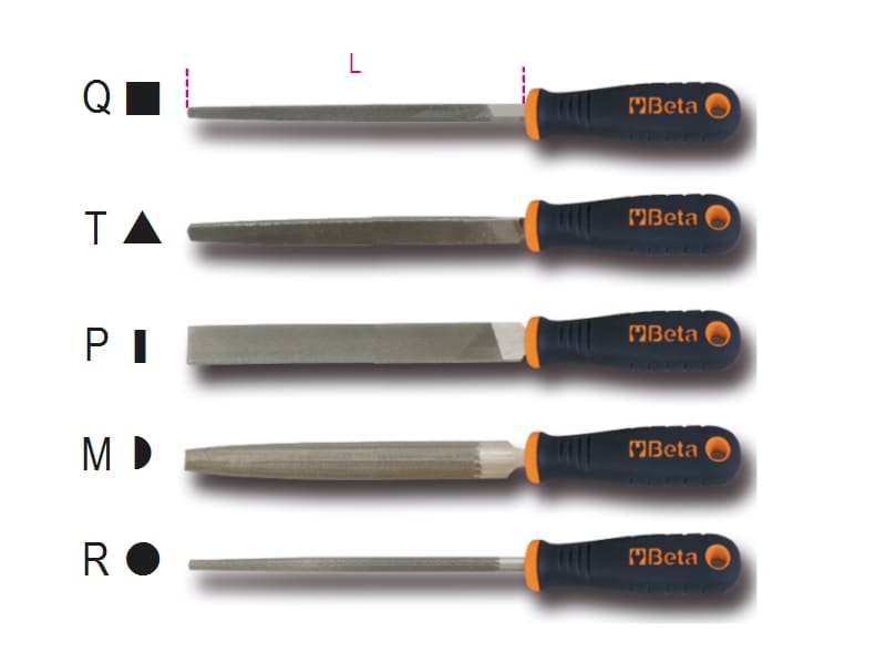 BETA - Lime a taglio mezzodolce impugnatura bimateriale antiscivolo piatte 8" A/P. 017190056