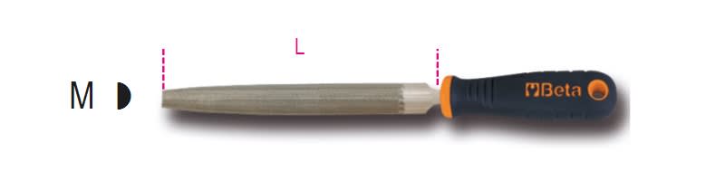 BETA - Lime mezzotonde a taglio grossolano con impugnatura, lime bm 1/2tonde bastarde 12 d12/m. 017190328