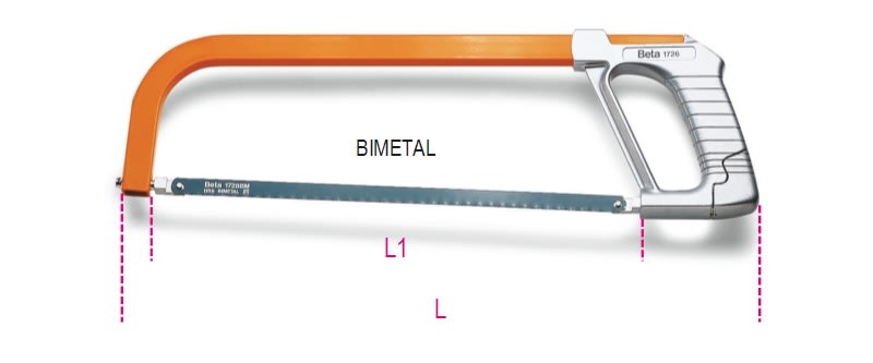 BETA - Seghetto con sistema di tensionamento della lama incorporato nell'impugnatura alluminio mm440.