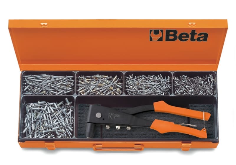 BETA - Rivettatrice 1741B con assortimento di 700 rivetti in alluminio CASSETTE + 700 RIVETTI /C5. 017410025