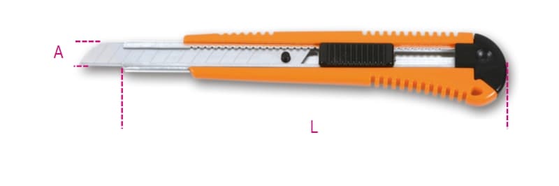 BETA - Cutter 9mm con blocco automatico della lama, fornito con 3 lame. Cutter plastica lama 9mm a.