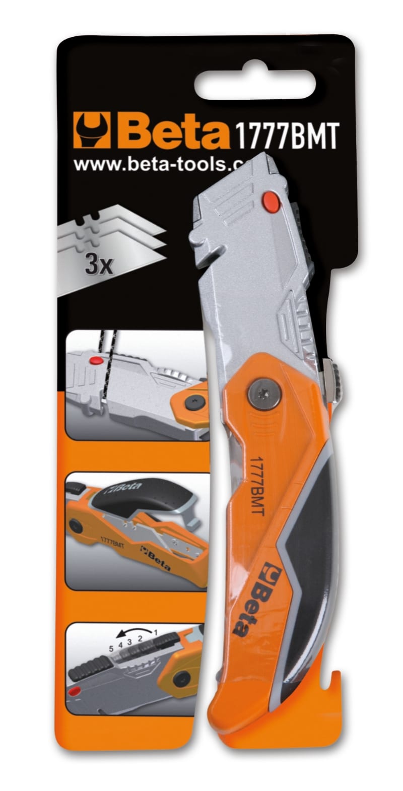 BETA - Cutter a serramanico con lama trapezoidale 5 posizionamenti + 2 lame BMT. 017770050