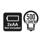 BETA - Torcia LED ad alta luminosità in robusto alluminio anodizzato, fino a 500 Lumen, 500 LM S.