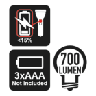 BETA - Torcia LED ad alta luminosità in robusto alluminio anodizzato, fino a 700 Lumen. Torce LED alta luminosità 700 lm m.