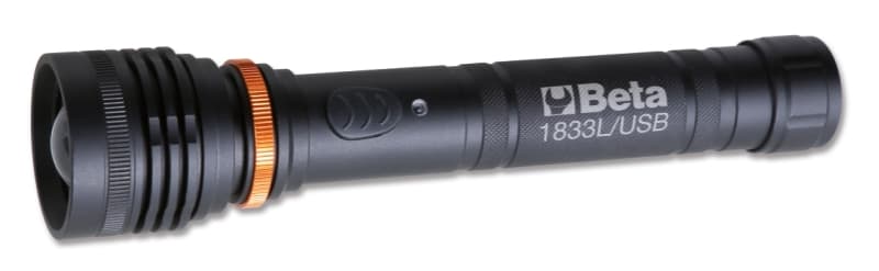 BETA - Torcia LED ricaricabile ad alta luminosità in robusto alluminio anodizzato, fino a 1200 lumen, torce LED alta luminosità 1200 lm l/usb.