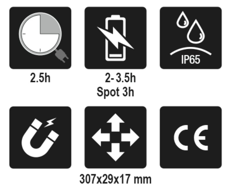 BETA - Lampada sottile a 3 LED snodata ricaricabile, lampade 3 LED ultraslim 200 lm ricaric. 018380221