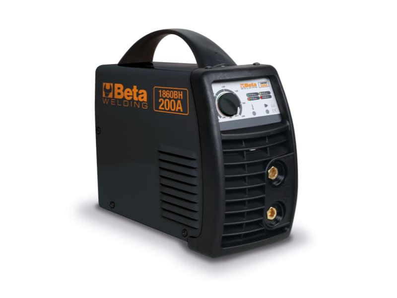 BETA - Saldatrice inverter per saldature MMA 200A con cavi e martello spazzolino.