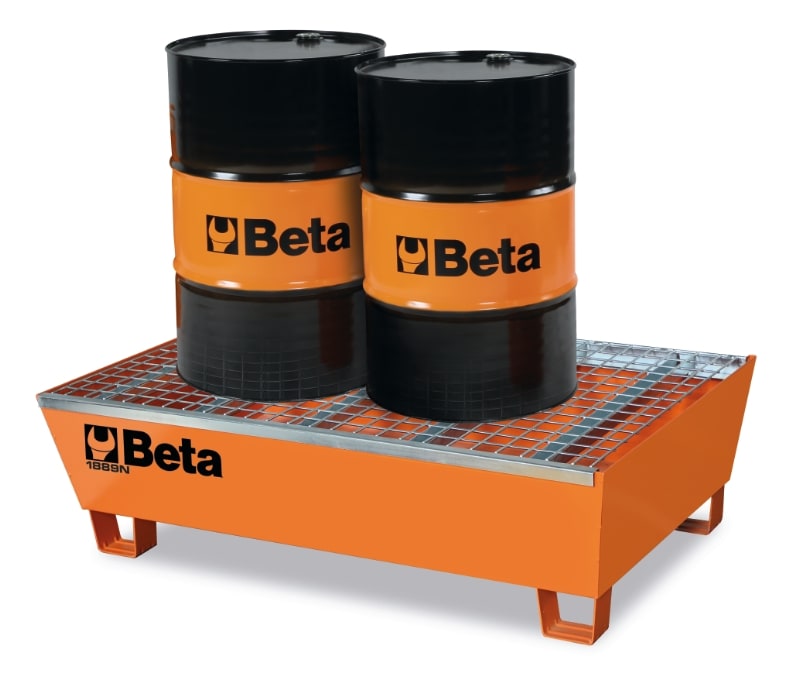 BETA - Base in acciaio per movimentazione e stoccaggio di 2 fusti da 200 l, basi rettangolari x 2 fusti da 200 kg/n.