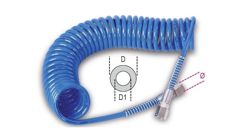 BETA - Spirali in poliuretano 98 Shore estensibili, spirali poliuretano F1/4 MT6 5x8, ideali per applicazioni industriali.
