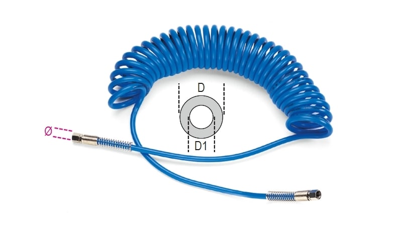 BETA - Spirali in poliuretano 95 Shore estensibili fino a 12 m, spirali poliuretano f1/4 mt12 8x12 c.