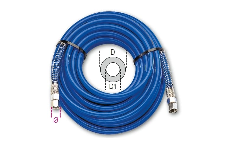 BETA - Tubo in poliuretano retinato 95 Shore lunghezza 12 m, tubi poliuretano f1/4 mt12 8x12.