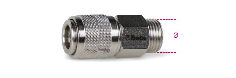BETA - Raccordi universali a sfera per profilo asiatico filettati maschio gas cilindrici BSP e raccordi rapidi Japan maschio JM 1/4.