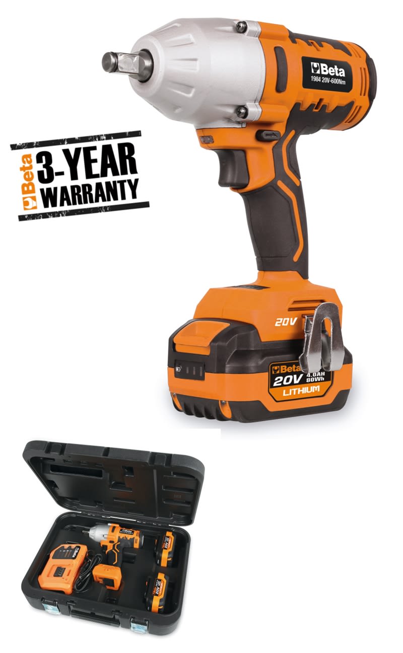 BETA - Avvitatore reversibile ad impulsi 20V brushless con attacco 1/2 - 600Nm KIT avvitatori massa batt. 20V 600Nm 1/2