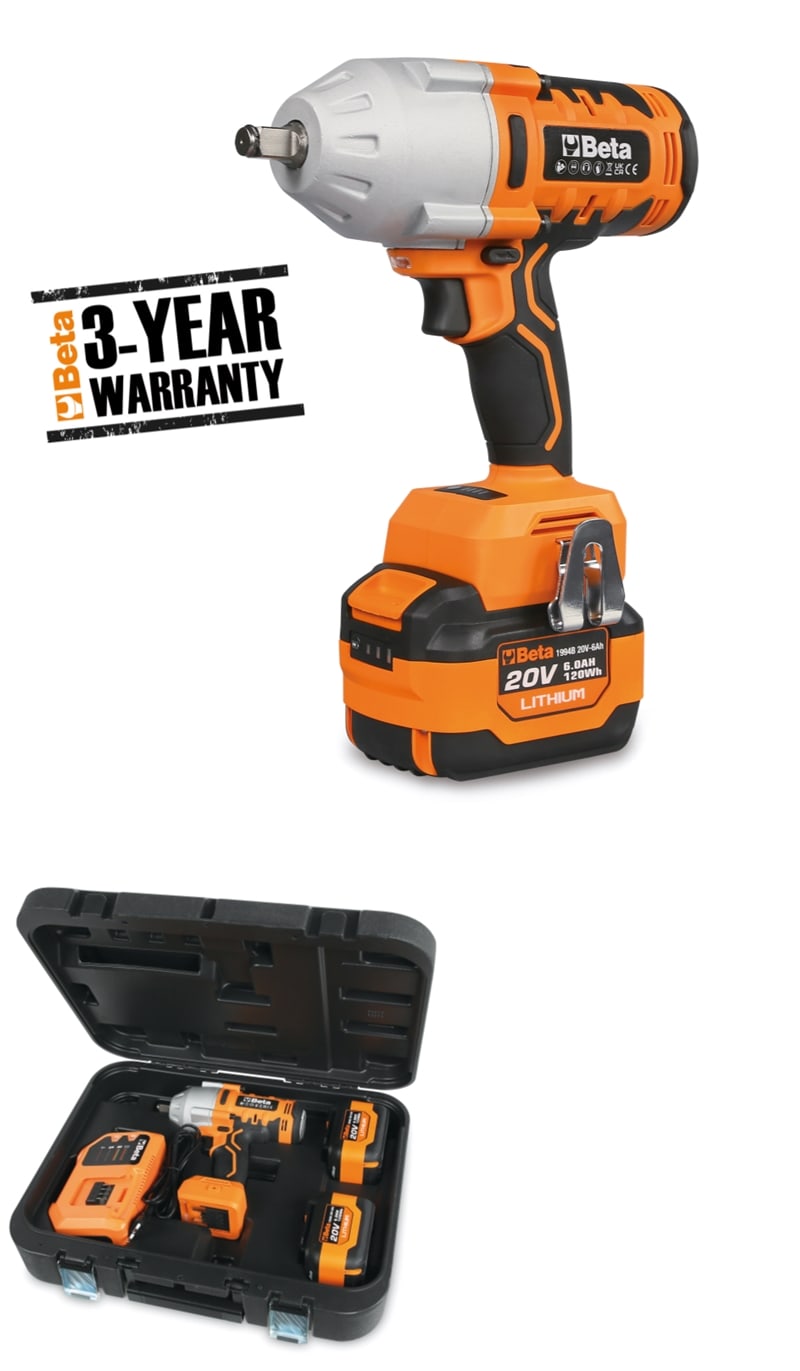 BETA - Avvitatore reversibile ad impulsi 20V brushless con attacco 1/2" - 1000Nm KIT AVVITATORI MASSA BATT.20V 1200NM 1/2.