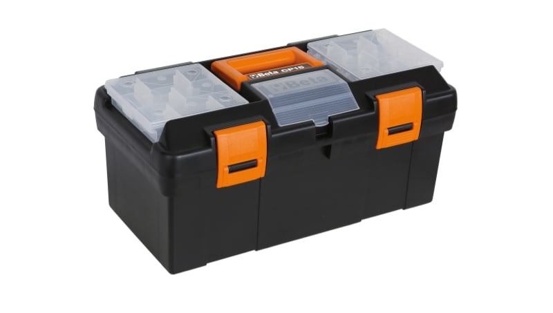 BETA - Cestello in materiale plastico con contenitore e vaschette portaminuterie asportabili, vuoto CP15.