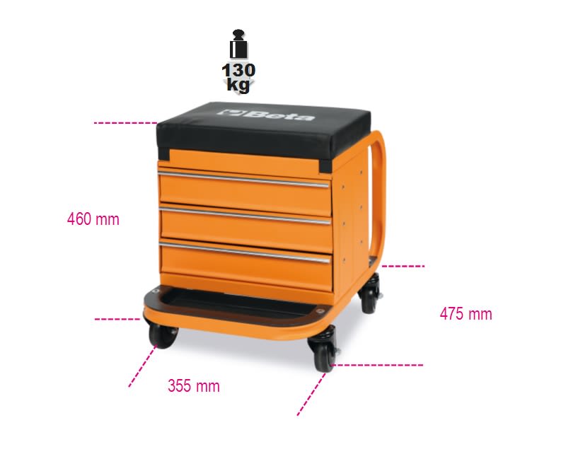 BETA - Seggiolino con cassettiera, seggiolini a cassettiera 3 cass.n orange, pratico e funzionale.