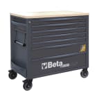 BETA - Cassettiera mobile 7 cassetti con piano di lavoro in legno e sistema antiribaltamento, prof. 565mm, modello lungo antracite.
