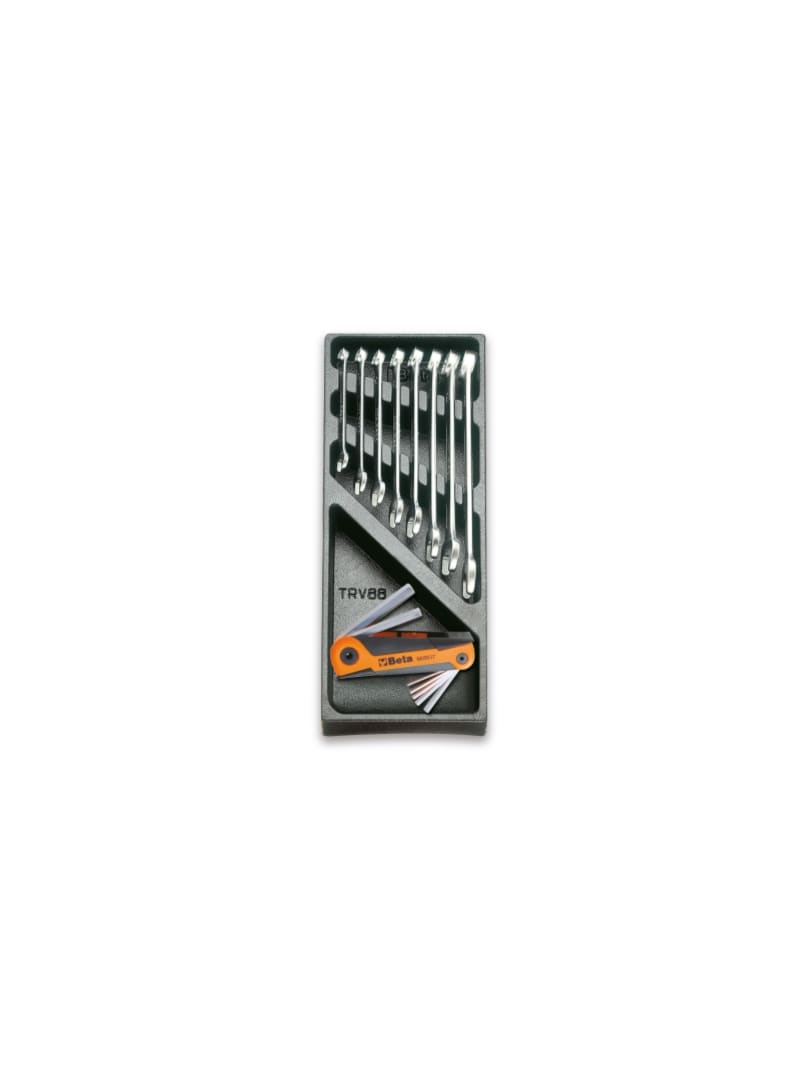 BETA - Termoformato rigido in ABS chiavi combinate e maschio esagonali piegate in pollici assortimento 15 unità T22.