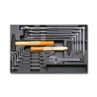 BETA - Termoformato rigido in ABS chiavi maschio esagonali snodate e fisse con utensili a percussione assortimento 14 pezzi T59.
