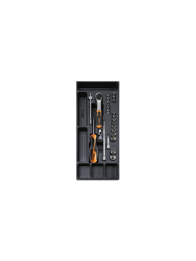 BETA - Termoformato rigido in ABS bussole esagonali da 1/4' assortimento 25 unità T91.