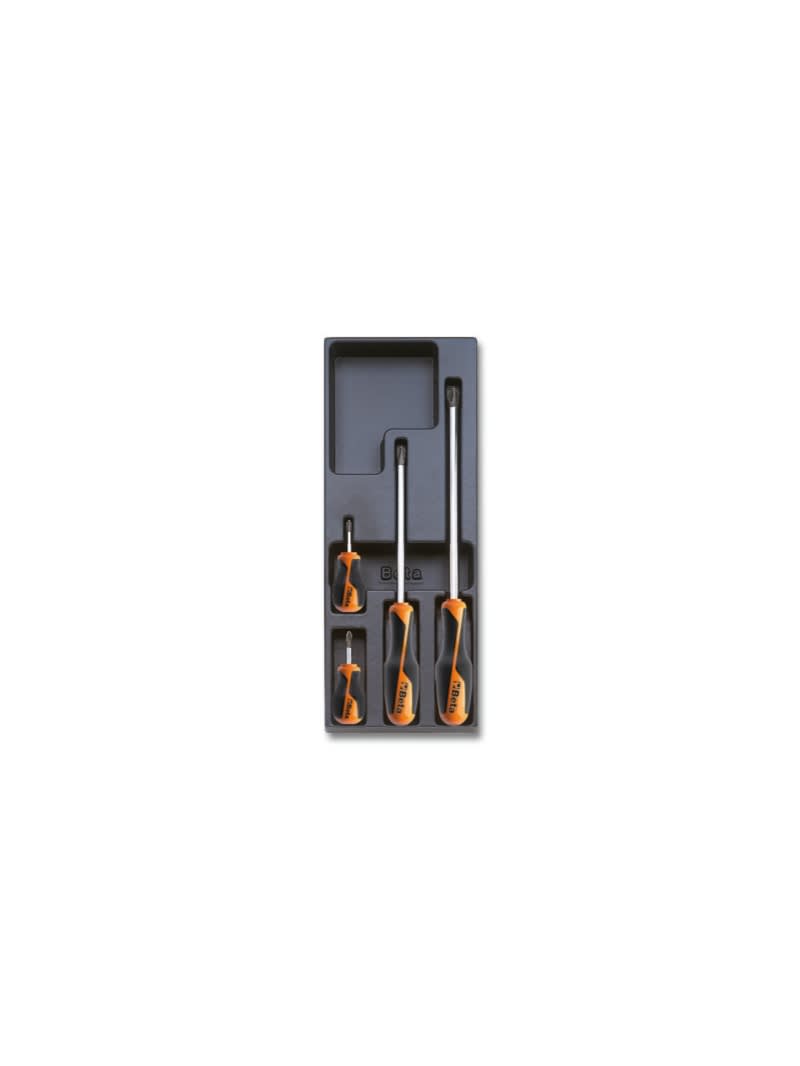 BETA - Termoformato rigido in ABS giraviti Beta Grip per viti con impronta Phillips assortimento 4 utensili T204.