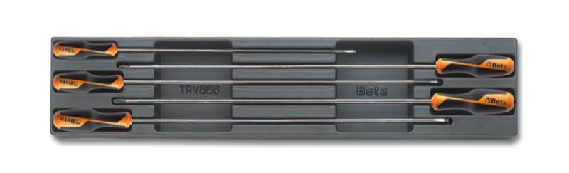 BETA - Termoformato rigido in ABS giraviti Beta Grip per viti lama piatta e Phillips modello lungo assortimento 5UT T209.