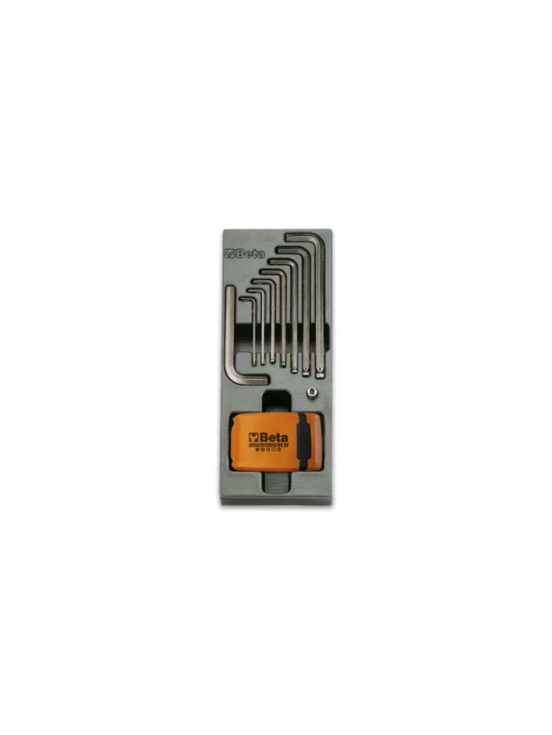BETA - Termoformato rigido in ABS chiavi maschio esagonali e inserti da 1/4" assortiti 40 unità T259.