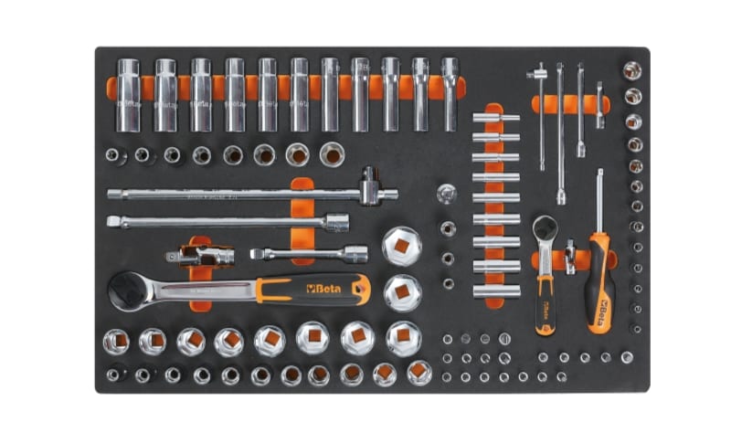 BETA - Vassoio morbido in EVA bussole lunghe da 1/4" e da 1/2" MODULI SOFT ASSORT 98UT M100.