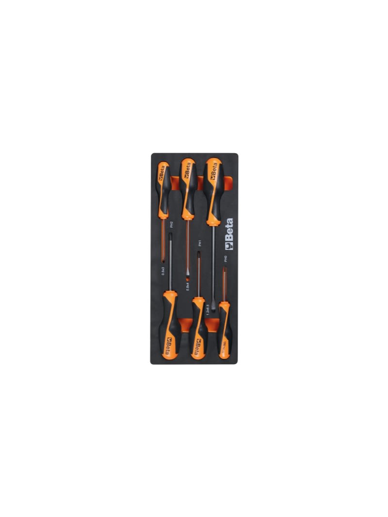 BETA - Vassoio morbido in EVA giravite Beta Grip per viti lama piatta e con impronta Phillips® MODULI SOFT ASSORT 6UT M201.