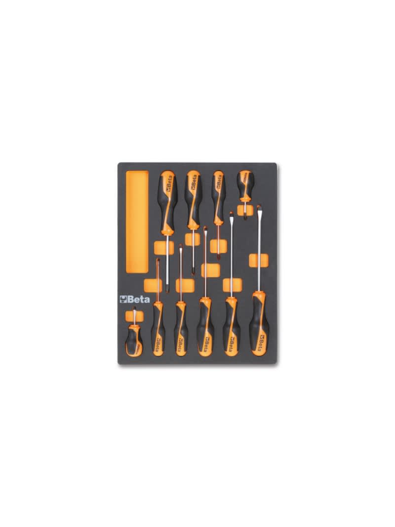 BETA - Vassoio morbido in eva giraviti beta grip per viti lama piatta e phillips moduli soft assort 10ut m208.
