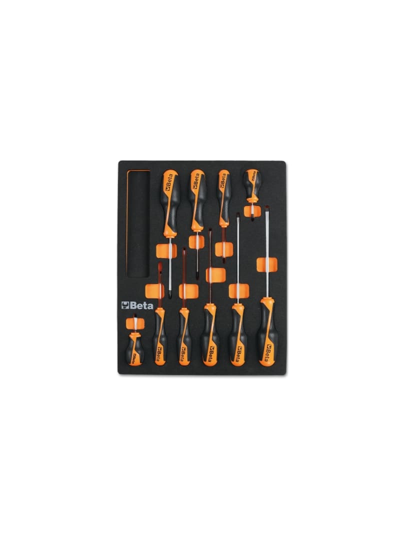 BETA - Vassoio morbido in EVA giraviti Beta Grip per viti lama piatta e Phillips® MODULI SOFT ASSORT 10UT M209.