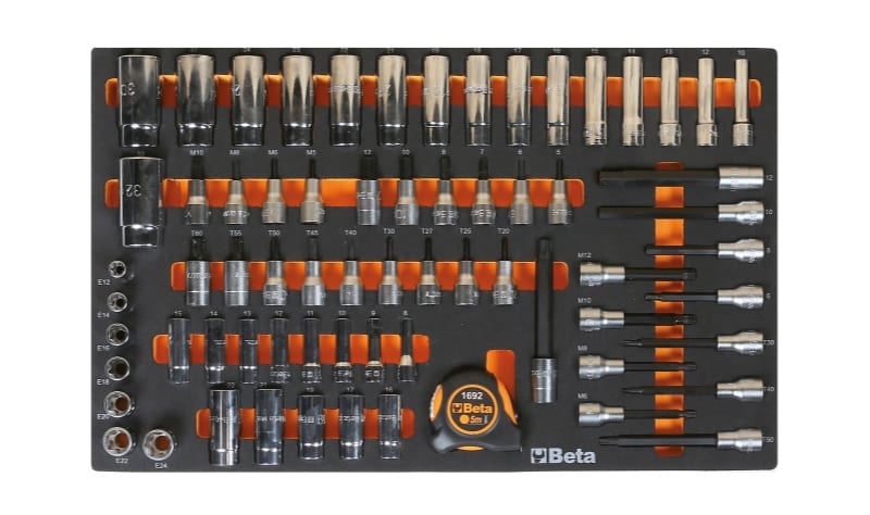 BETA - Vassoio morbido in EVA bussole da 3/8" e da 1/2" MODULI SOFT ASSORT 68UT M125.