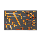BETA - Vassoio morbido in EVA con assortimento chiavi esagonali, pinze per anelli ed elettrotecnica MODULI SOFT ASSORT 21UT M62.