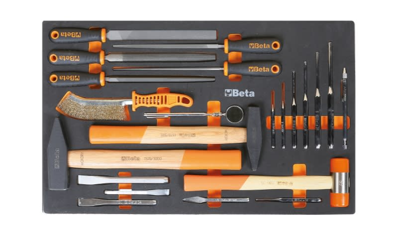 BETA - Vassoio morbido in EVA con utensili a percussione e lime MODULI SOFT ASSORT 22UT M231.