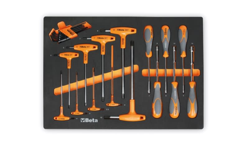 BETA - Vassoio morbido in EVA con chiavi maschio per viti Torx®, esagonali piegate e a bussola MODULI SOFT ASSORT 23UT C45PRO MM60.