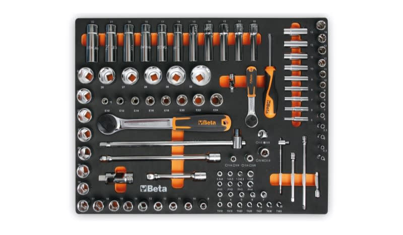 BETA - Vassoio morbido in EVA bussole lunghe da 1/4" e da 1/2" MODULI SOFT ASSORT 98UT C45PRO MM100.