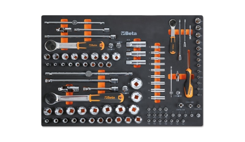 BETA - Vassoio morbido in EVA bussole da 1/4", 3/8" e da 1/2" MODULI SOFT ASSORT 107UT C38-C45 MM105.