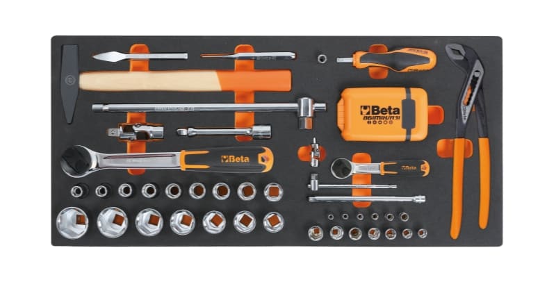 BETA - Vassoio morbido in EVA bussole da 1/4" e da 1/2" MODULI SOFT ASSORT 74UT MC20.