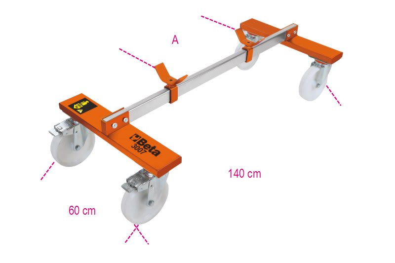 BETA - Carrello sottoscocca per veicoli senza meccanica anteriore/posteriore e movimentazione veicoli senza avantreno.