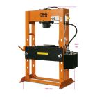 BETA - Pressa idraulica motorizzata con pistone mobile, argano e capacità di 100 tonnellate.