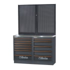 BETA - Combinazione banchi arredo officina C45PRO con banchi pro piani inox 1,3mt 2mod+2pannel per un'organizzazione ottimale.