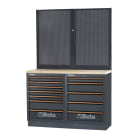 BETA - Combinazione banchi arredo officina C45PRO con banchi pro piani wood 1,3mt 2mod+2pannel per un'organizzazione ottimale.