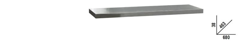 BETA - Piano di lavoro in MDF rivestito in acciaio inossidabile 680x463 mm per banco arredo officina C45PRO PIANI INOX 680X463MM 1 MOD. PX/1.
