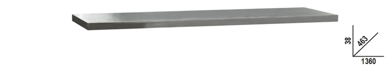 BETA - Piano di lavoro in MDF rivestito in acciaio inossidabile 1360x463 mm per banco arredo officina C45PRO PIANI INOX 1361X463MM 2 MOD. PX/2.