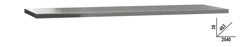 BETA - Piano di lavoro in MDF rivestito in acciaio inossidabile 2041x463 mm per banco arredo officina C45PRO 3 modelli PX/3.
